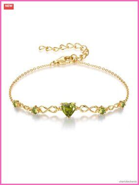 925 Sterling Silver Infinity Heart Birthstone Bracelet Women